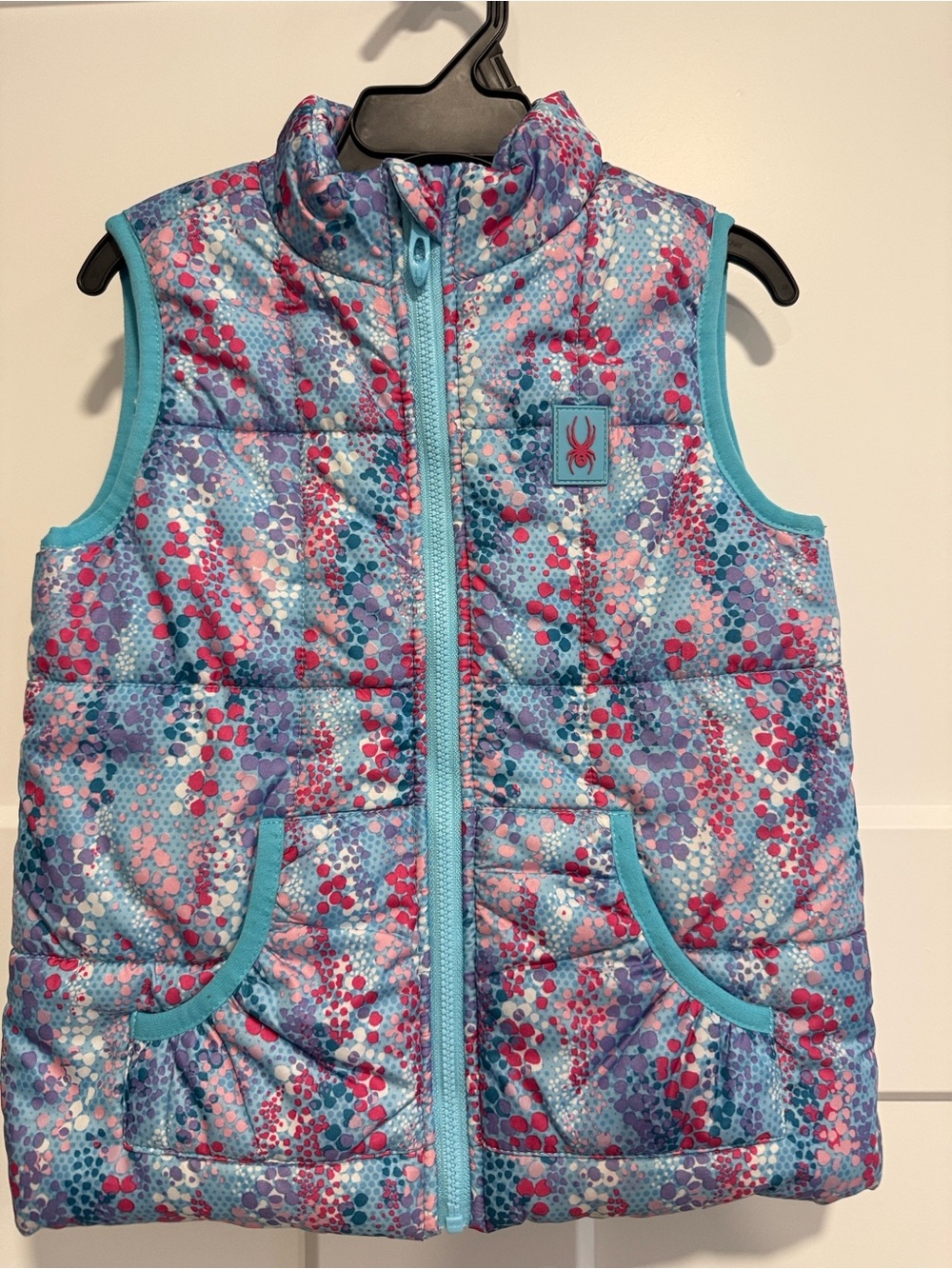 Spyder Girls' Quilted Floral Puffer Vest - Blue Multi 4T